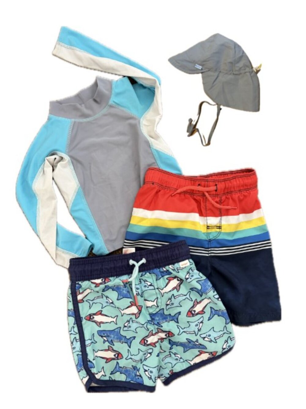☀️2T Swim bundle! L.L.Bean Cat & Jack Old Navy, rashguard, 2 swim trunks, hat